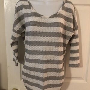 Maurices Gray and White Striped Sweater